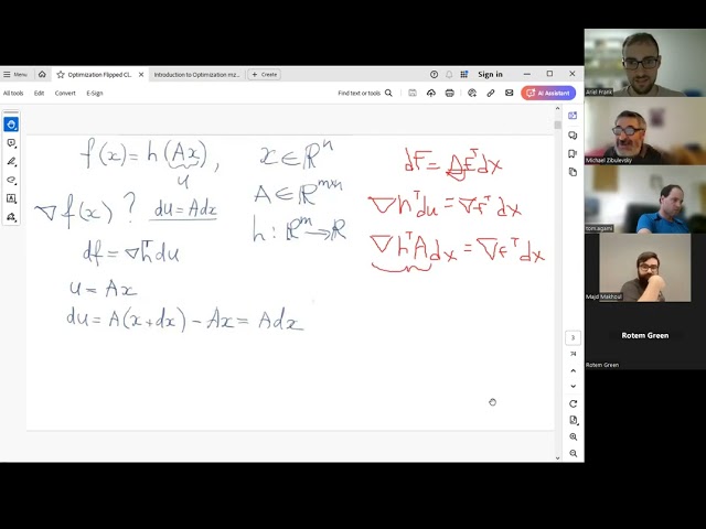 Optimization Zoom Lecture 2, Gradient and Hessian, 03 06 2024, in Hebrew