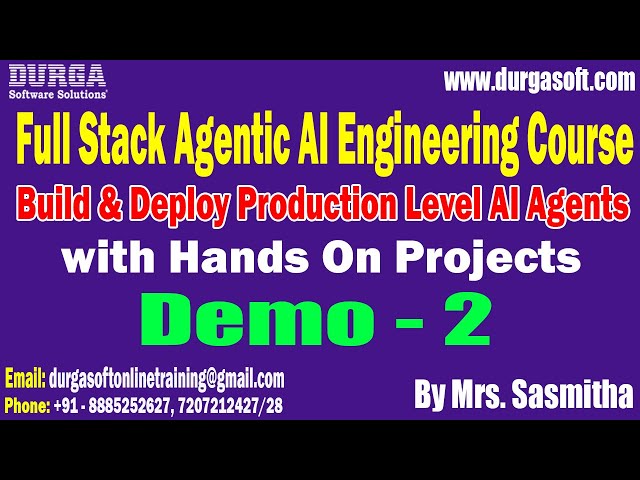 Full Stack Agentic AI Engineering Course tutorials || by Mrs. Sasmitha On 06-01-2026 @9PM (IST)