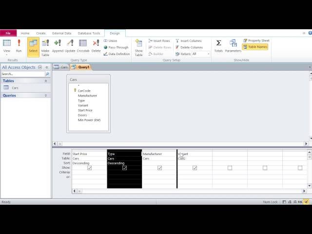 Databases with Microsoft Access 6 –Queries, Insert Fields, Sort Data