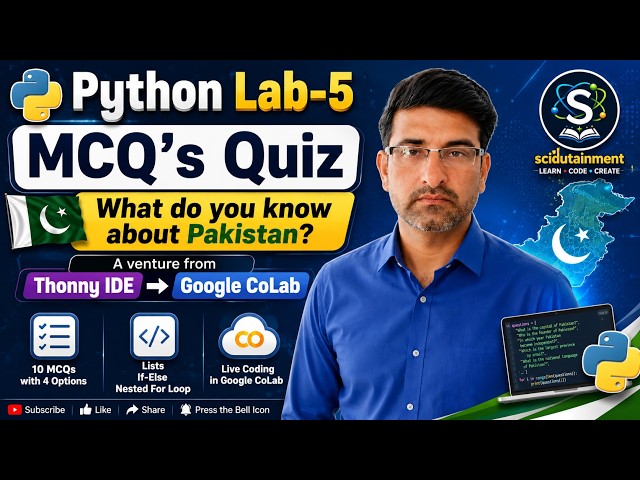 Learn Python with Google CoLab | 10 MCQ Quiz Project Using Lists, If-Else & Nested For Loop