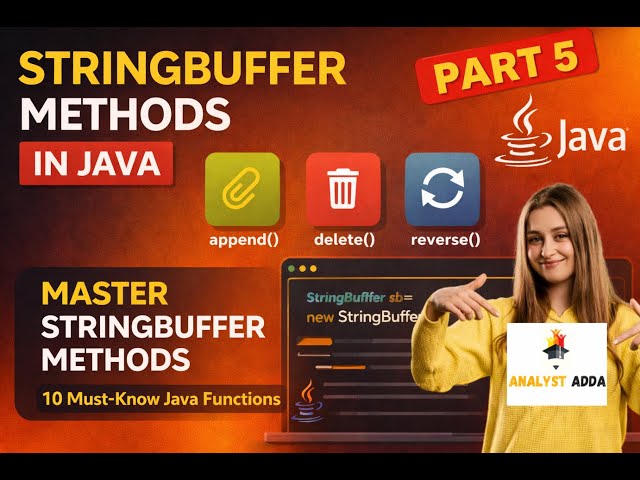 Top 10 StringBuffer Methods in Java 🔄 | append(), replace(), reverse(), capacity() & more