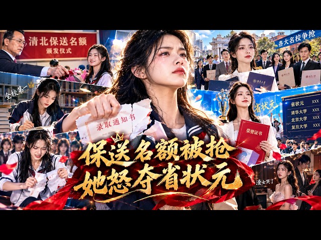 她是全校第一，卻被校長搶走清北保送名額送給學渣女兒！她當眾撕掉錄取通知書退學，沒想到各大名校搶著要她，最終她一舉奪下省狀元狠狠打臉！【學霸逆襲榜首】
