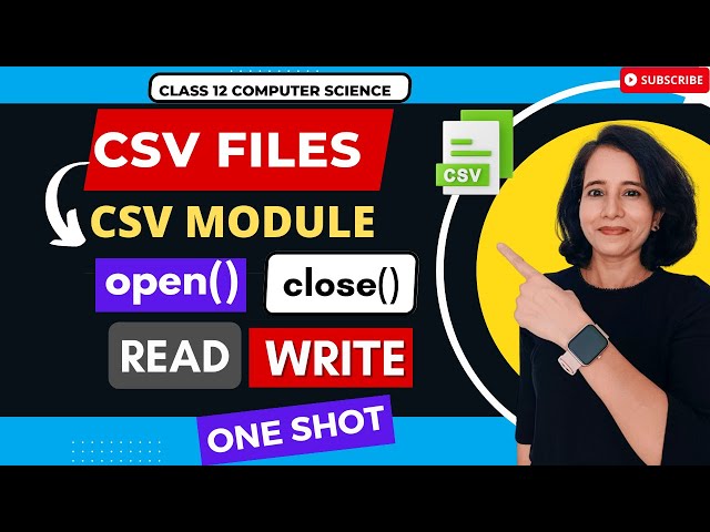 FILE HANDLING - CSV Files in Python - ONE SHOT! | CBSE Class 12 Computer Science| HINDI