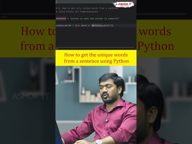 How do you get unique words from a sentence using Python? | Ashok IT#PythonInterviewQuestions