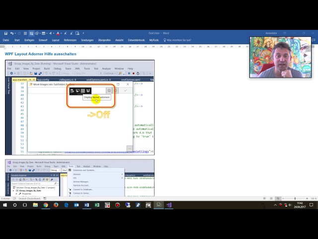 Visual Studio: Switch Off Debug Helper: Layout Adorner.