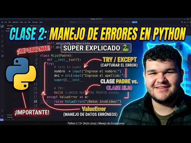 🐍 Python: Try y Except Explicado FÁCIL | Manejo de Errores y ValueError (Clase 2)