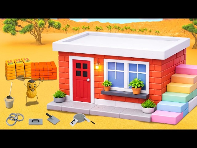 DIY Construction Science Project - Building a Small Brick House with Red Door and Garden