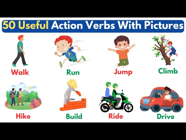 Learn 50 Action Verbs in English with Pictures and Examples | Action Words | Vocabulary