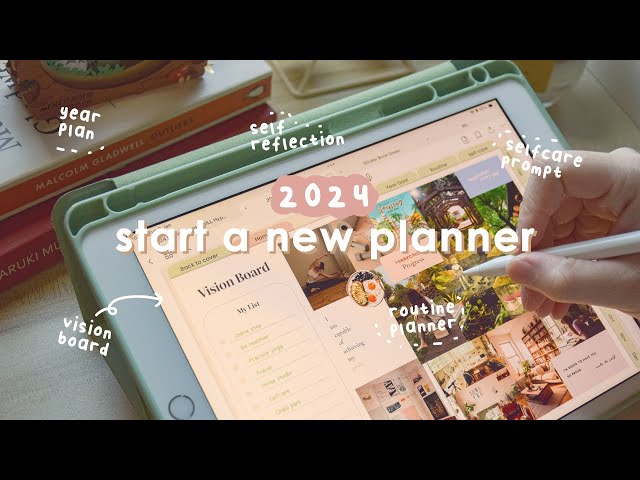 Start a new planner 2024 | Making a vision board | Goal setting | Routine planner 💚📒