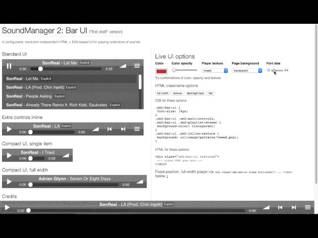 SoundManager 2: Bar UI Player Demo