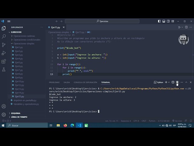 PROGRAMA EN PYTHON | MOSTRAR FIGURA DE UN RECTÁNGULO / ASMR