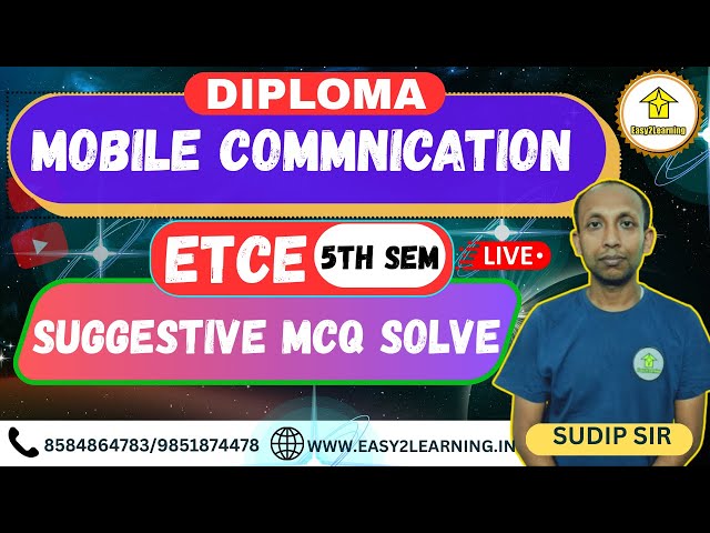 📌Mobile Communication Diploma 5th SEM ETCE |Suggestive MCQ Solve||#easy2learning