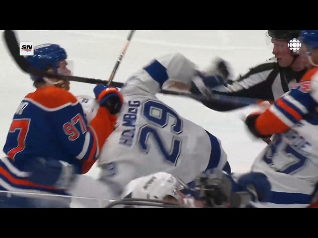 Bolts @ Oilers - McDavid roughs up Holmberg, Holmberg vs Murphy & Cirelli vs Podkolzin fights