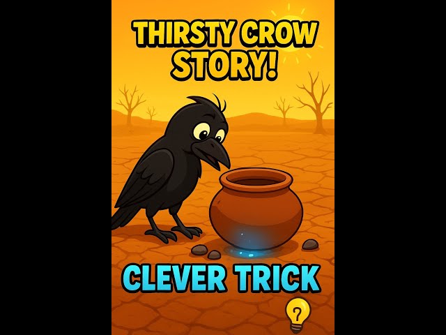 "🔥 The Thirsty Crow’s Genius Trick! | Moral Story for Kids | Clever Crow Saves His Life"