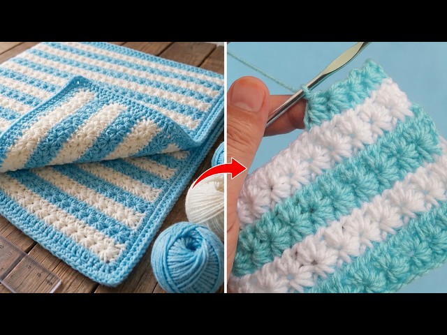 Easy Crochet Star Stitch Blanket for Beginners/ 2 Rows Repeat Crochet Basic Beginners Steps
