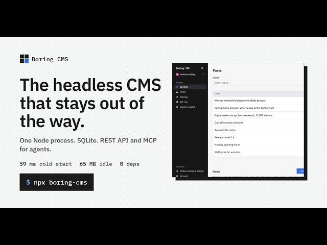 Headless CMS in one Node process