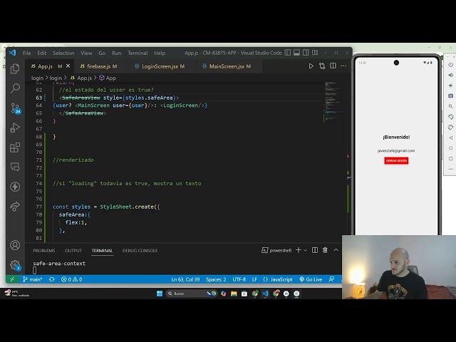 login con react native y firebase