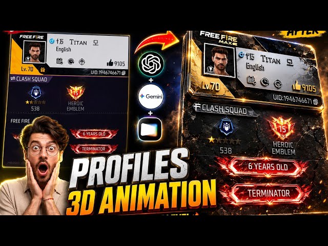Free Fire | How to Create a 3D AI Free Fire Profile Animation? #3danimation