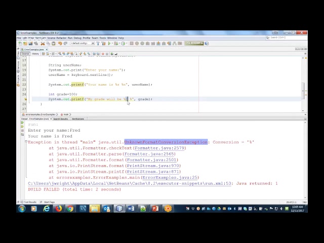 Java trouble shooting - IllegalFormatConversionException and "no suitable method found for print()"
