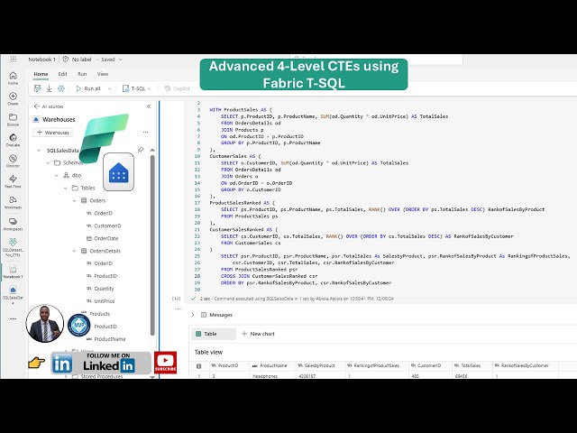 Advanced 4-Level CTEs using Fabric T-SQL Notebook