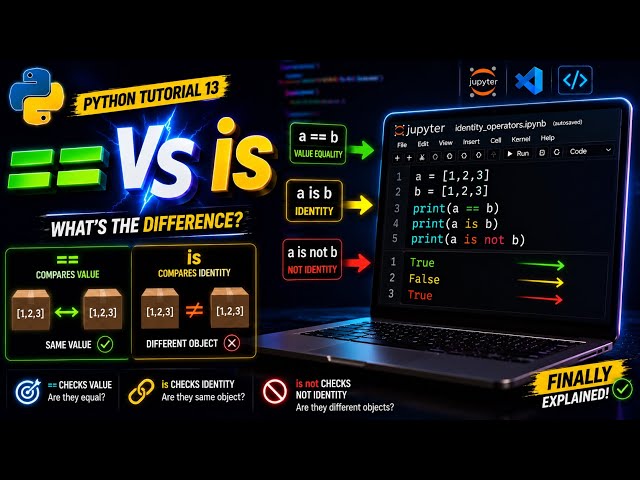 Python Tutorial 13 | == vs is Explained