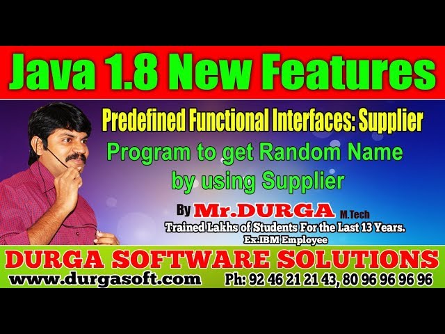 Java 8 New Features | | Program to get Random Name by using Supplier|| by Durga Sir