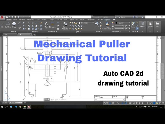 Mechanical Puller AutoCAD 2D Drawing with Dimensions | Layers & PDF Export Tutorial