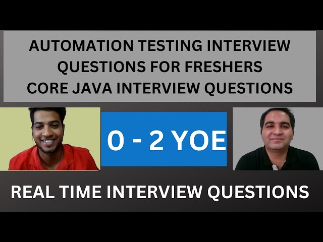 Automation Testing Interview| Java Interview Questions| 0-2 YOE