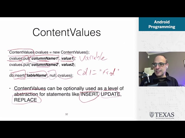 Using SQLite on Android (slides)