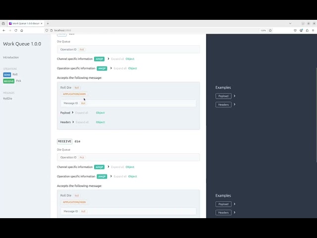 Chapter Messaging - Example 11-13. Work queue documentation generation using asyncapi/cli