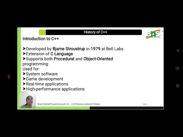 Introduction of C++|C++ Programming language|SNS INSTITUTIONS