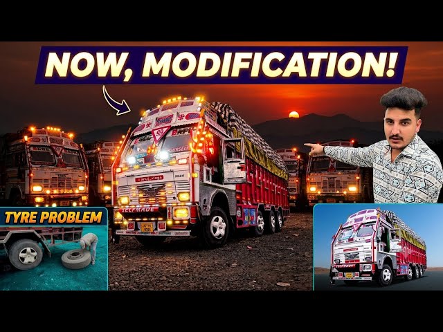 Ab Hoga Heavy Modification! 🚚|First Day &Tyre Problem🚛Sunset Night Drive  Indian Truck Vlogger Life