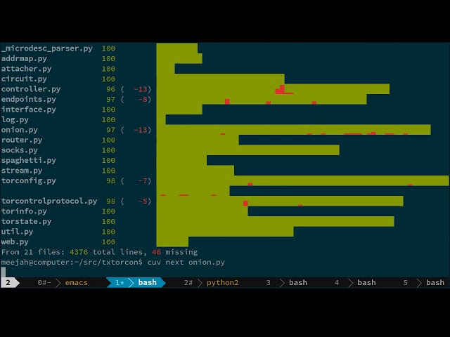 cuv'ner: Python terminal test-coverage