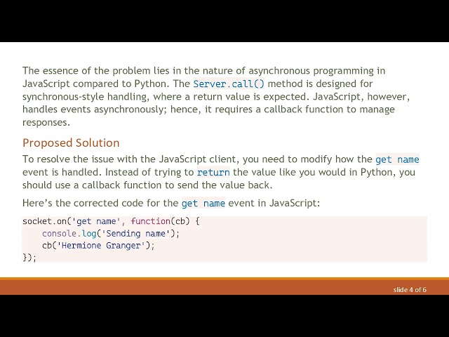 Fixing the Server.call() Method Issue with JavaScript Clients in Python-SocketIO