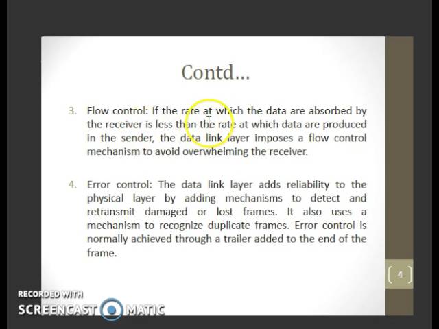 Data Link Layer Characteristics
