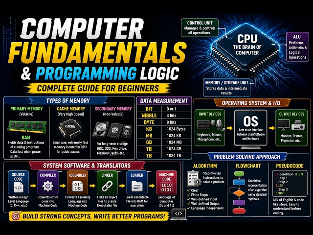 💻 Computer Fundamentals & Programming Logic Explained | Complete Beginner Guide 🚀