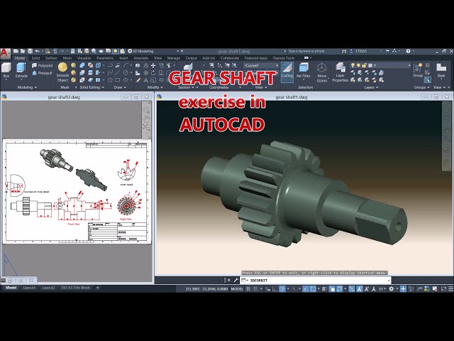 Gear Shaft Tutorial  In Autocad 3D