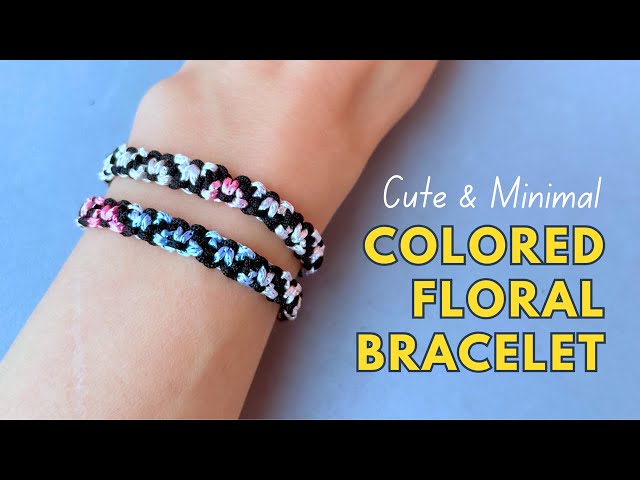 🌸 DIY Black Macrame Bracelet with Colorful Flowers | Beautiful and Simple Friendship Bracelet