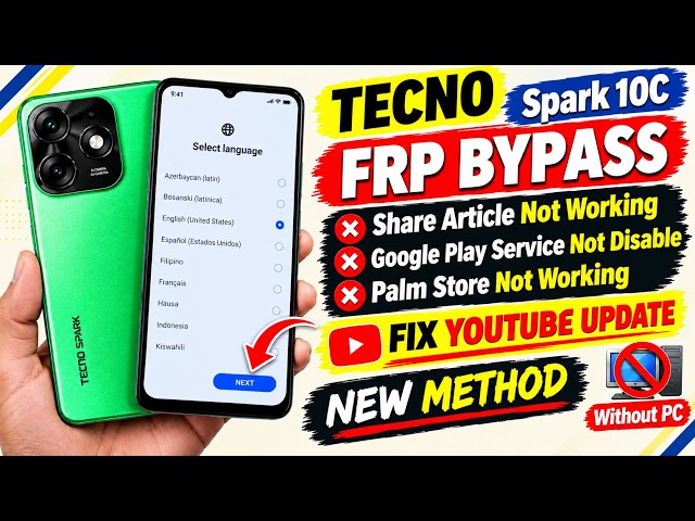 Teno Spark 10c GOOGLE/FRP BYPASS ANDROID 12 (Fix - Youtube Update) Google Play Service Not Disable?