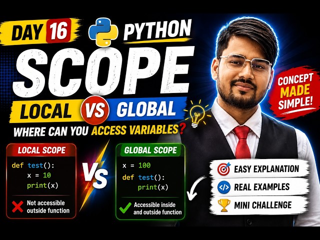 Why Does Python Say “Variable Not Defined”? 😱 | Scope Explained | Day 16