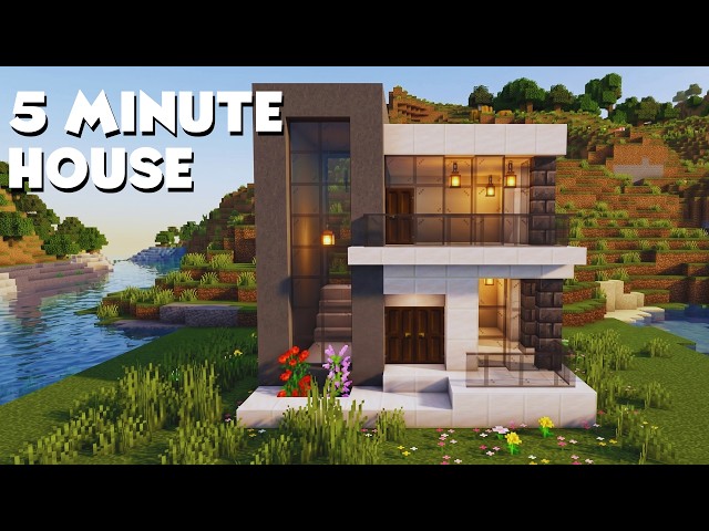 EASY 5 MINUTE MODERN HOUSE TUTORIAL | Minecraft Easy Build