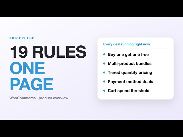 Dynamic Pricing and Discount Rules for WooCommerce: 19 Rule Types | PricePulse