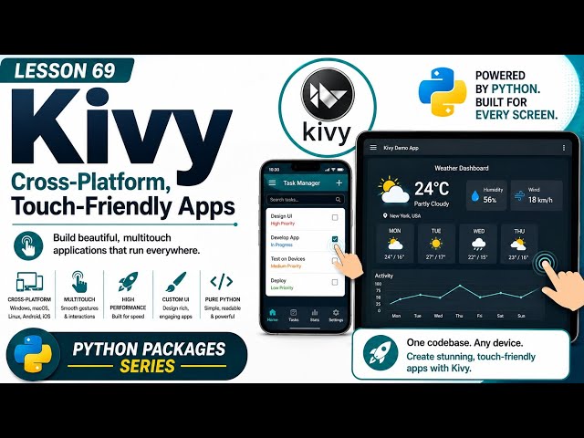 Lesson 69 - Kivy: Cross-Platform, Touch-Friendly Apps | Python Packages Series | Uplatz