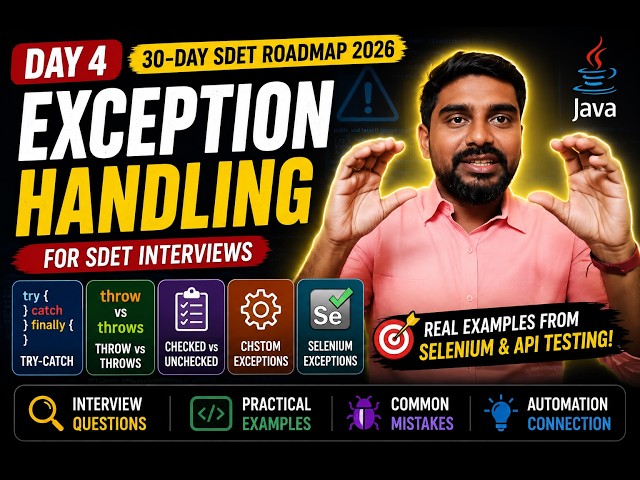 Day 4: Java Exception Handling 🔥 | throw vs throws + Selenium Exceptions | SDET Interview
