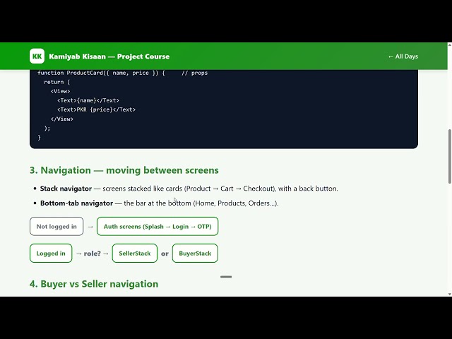 Day 7: The Mobile App — React Native & Navigation Explained #fullstackdeveloper #webdevelopment