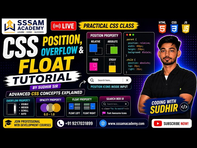 CSS Position, Overflow & Float Tutorial 🔥 | Relative, Absolute, Opacity & Float Explained