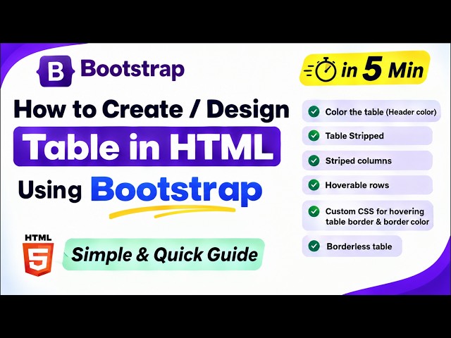 How to create/design html table in Bootstrap 5 | Complete Table Styling in 5 Minutes