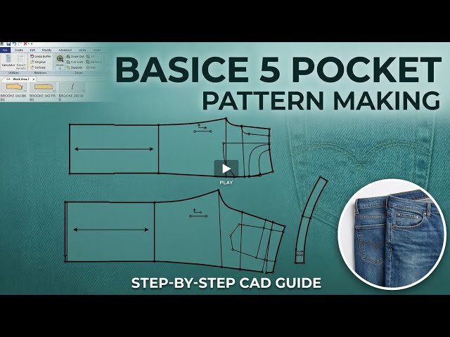 GGT CAD Video#1 Learn 5 Pocket Jeans Pattern Making in Gerber | Complete Course