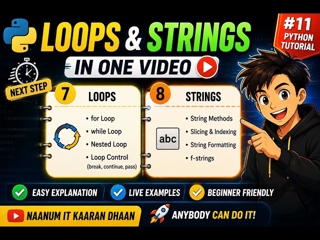 Python Loops + Strings 🔥 | for, while & String Methods | Tamil