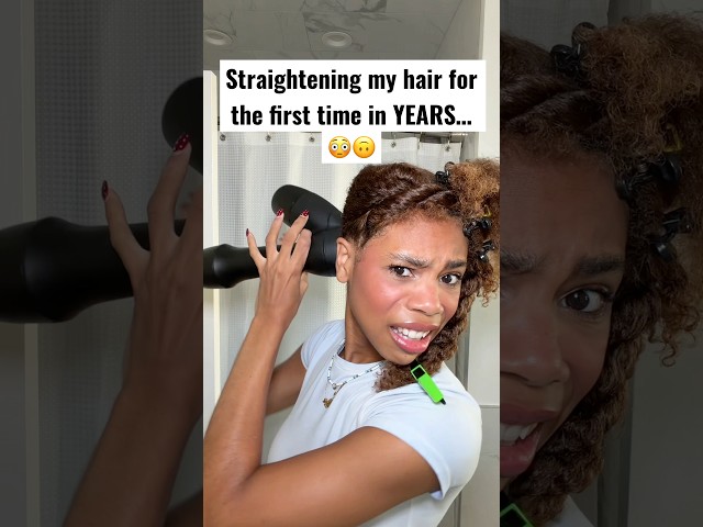 This was TERRIFYING… 😭 (can you guess our Halloween costume?? 👀) #curlyhair #blowout #naturalhair